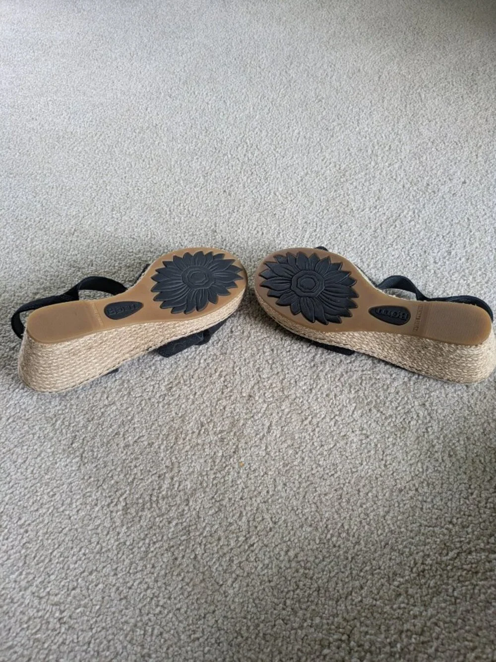 Born black suede espadrille open toe wedge sandal